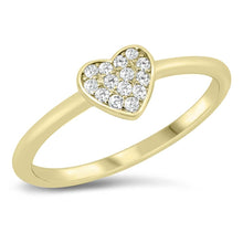 Load image into Gallery viewer, Sterling Silver Yellow Plated Heart Clear CZ Ring