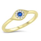 Sterling Silver Yellow Plated Eye Clear CZ Ring