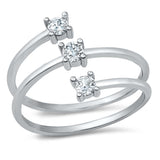 Sterling Silver Rhodium Plated Clear CZ Ring