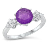 Sterling Silver Rhodium Plated Milky Purple CZ Ring