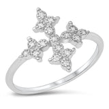 Sterling Silver Rhodium Plated Cross Clear CZ Ring