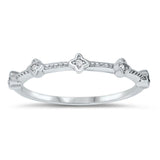 Sterling Silver Rhodium Plated Clear CZ Ring