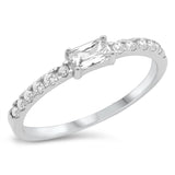 Sterling Silver Rhodium Plated Clear CZ Ring