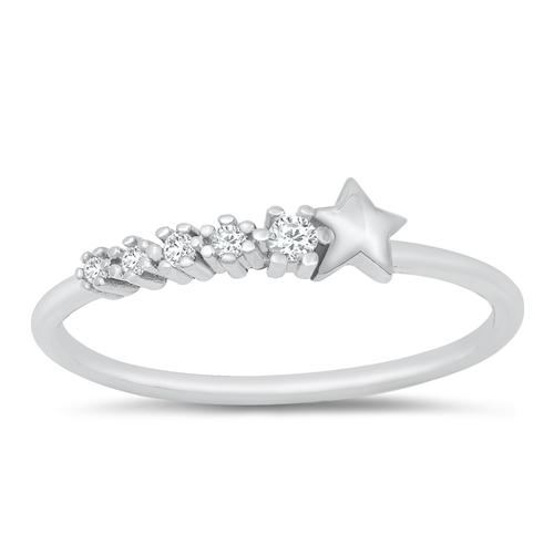 Sterling Silver Shooting Star Clear CZ Ring