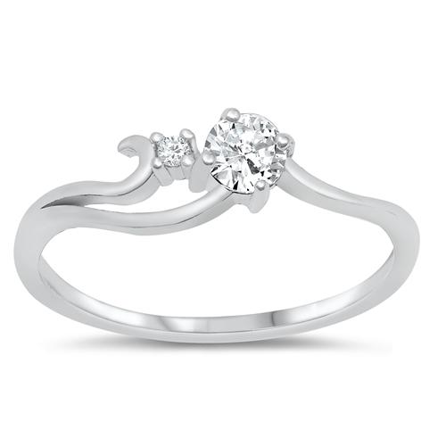 Sterling Silver 5.5mm Clear CZ Ring