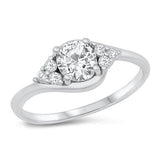 Sterling Silver 6.5mm Clear CZ Ring