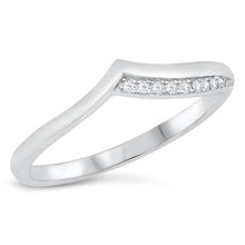 Load image into Gallery viewer, Sterling Silver V Shape Clear CZ Ring