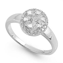 Load image into Gallery viewer, Sterling Silver Round Flower Shaped Clear CZ RingAnd Face Height 10mm