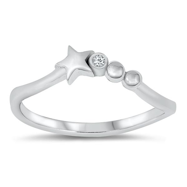 Sterling Silver Clear CZ Star Ring