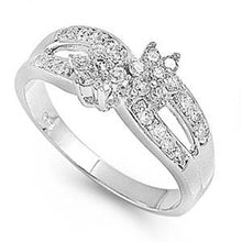 Load image into Gallery viewer, Sterling Silver Loop Flower Shaped Clear CZ RingAnd Face Height 8mm