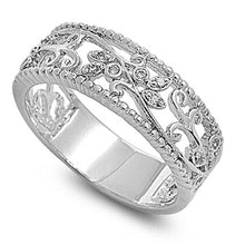 Load image into Gallery viewer, Sterling Silver Leaves Shaped Clear CZ RingAnd Face Height 8mm