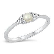 Load image into Gallery viewer, Sterling Silver Pearl and CZ Ring