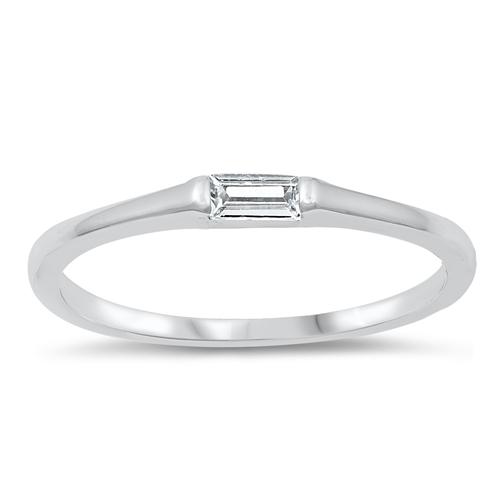 Sterling Silver 2mm Clear CZ Ring