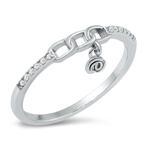 Sterling Silver Chain and Rose Clear CZ Ring