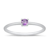 Sterling Silver Rhodium Plated Amethyst CZ Ring