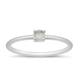 Sterling Silver Rhodium Plated Genuine Moonstone Ring