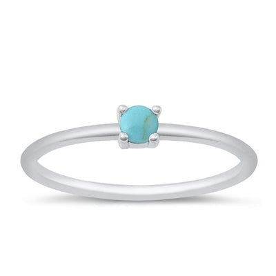Sterling Silver Rhodium Plated Simulated Turquoise Ring