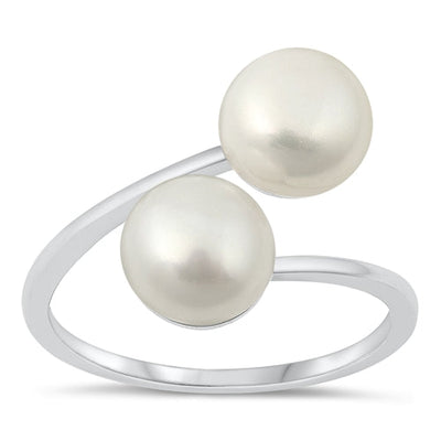 Sterling Silver Rhodium Plated Freshwater Pearl Ring-12.5mm