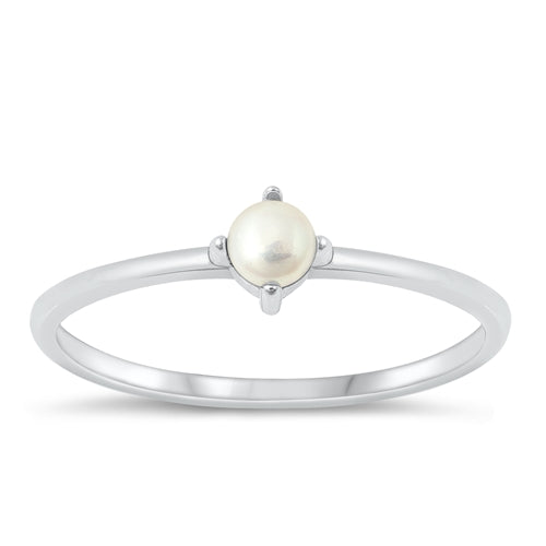 Sterling Silver Rhodium Plated Freshwater Pearl Ring-5mm