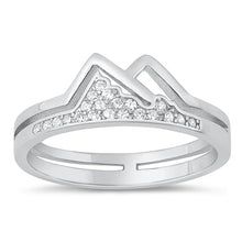 Load image into Gallery viewer, Sterling Silver Rhodium Plated Mountains Clear CZ Ring