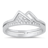 Sterling Silver Rhodium Plated Mountains Clear CZ Ring