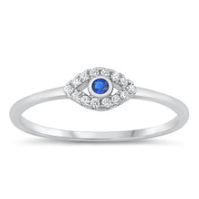 Load image into Gallery viewer, Sterling Silver Rhodium Plated Eye Blue CZ and Clear CZ Ring