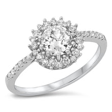 Load image into Gallery viewer, Sterling Silver Rhodium Plated Round Clear CZ Ring