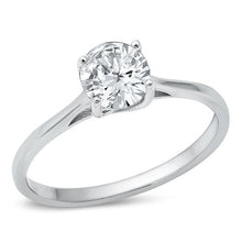 Load image into Gallery viewer, Sterling Silver Rhodium-Plated Solitaire Clear CZ Ring,Stone-6.4mm