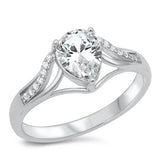 Sterling Silver Rhodium Plated Pear Clear CZ Ring