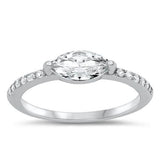 Sterling Silver Rhodium Plated Clear CZ 5mm Ring