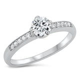 Sterling Silver Rhodium Plated Clear CZ 5.5mm Ring