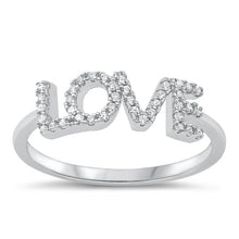 Load image into Gallery viewer, Sterling Silver Rhodium Plated Love Clear CZ Ring-5.9mm