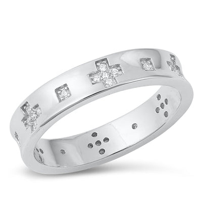 Sterling Silver Rhodium Plated Clear CZ Ring-4.4mm