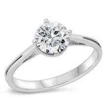 Load image into Gallery viewer, Sterling Silver Rhodium-Plated Solitaire Clear CZ Ring,Stone-6.7mm