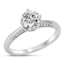 Load image into Gallery viewer, Sterling Silver Rhodium Plated Solitaire Clear CZ Ring-6.6mm