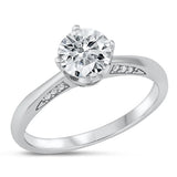 Sterling Silver Rhodium Plated Solitaire Clear CZ Ring-6.6mm