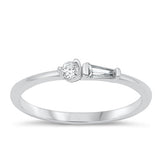 Sterling Silver Rhodium Plated Clear CZ Ring-2.9mm