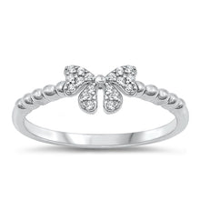 Load image into Gallery viewer, Sterling Silver Rhodium Plated Bow Clear CZ Ring