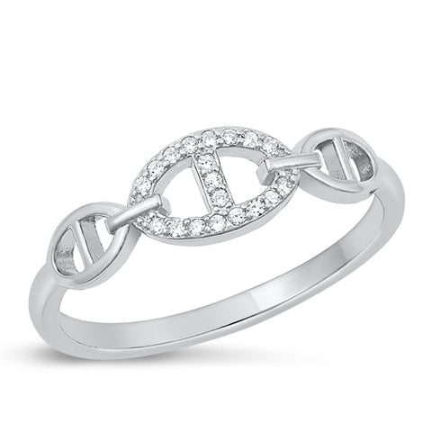 Sterling Silver Rhodium Plated Clear CZ Ring-6mm