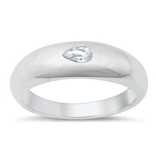 Load image into Gallery viewer, Sterling Silver Rhodium Plated Clear Tear Shape CZ Ring
