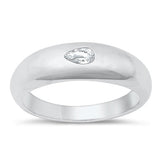 Sterling Silver Rhodium Plated Clear Tear Shape CZ Ring