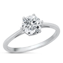 Load image into Gallery viewer, Sterling Silver Rhodium Plated Solitaire Clear CZ Ring