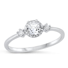 Load image into Gallery viewer, Sterling Silver Rhodium Plated Three Stone Clear CZ Ring