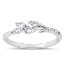 Load image into Gallery viewer, Sterling Silver Rhodium Plated Leaf Clear CZ Ring