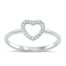 Load image into Gallery viewer, Sterling Silver Rhodium Plated Heart Clear CZ Ring