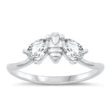 Sterling Silver Rhodium Plated Clear CZ Ring-7.1mm