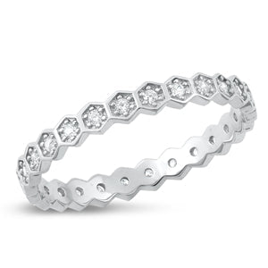 Sterling Silver Rhodium Plated Clear CZ Ring-2.7mm