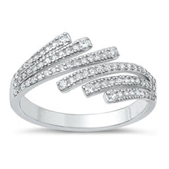 Sterling Silver Rhodium Plated Clear CZ Ring Face Height-12.8mm