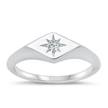Load image into Gallery viewer, Sterling Silver Rhodium Plated Twinkle Star Clear CZ Ring Face Height-7.2mm