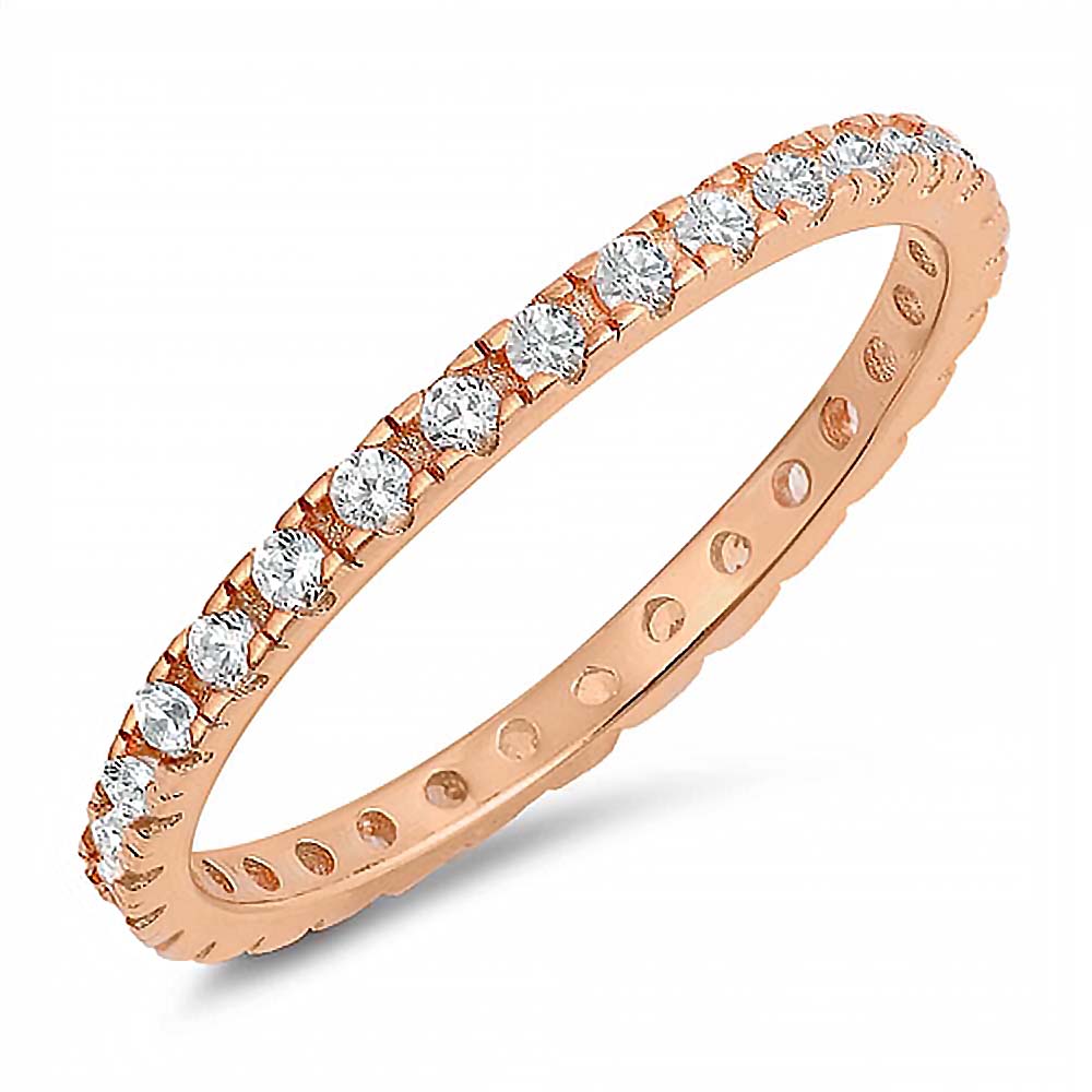 Sterling Silver Rose Gold Plated  CZ Ring